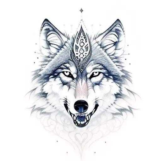 Wolf With Path And Rose