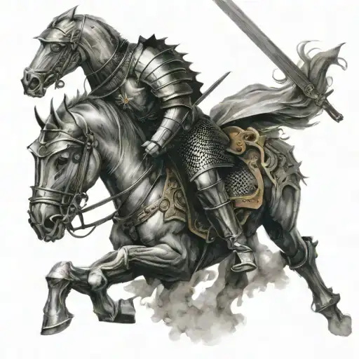 Knight Pierced By A Sword Looks Up