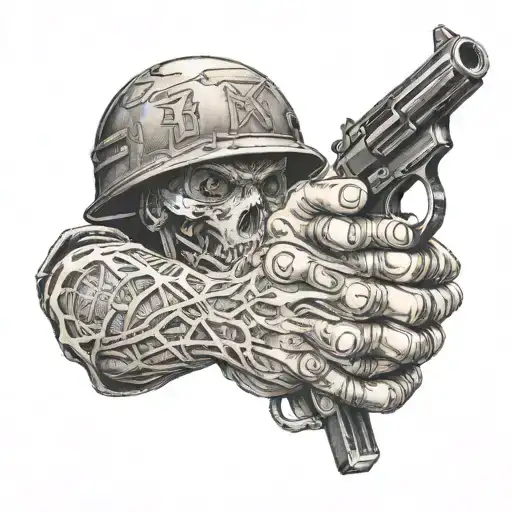 Character From A Film The Nuked Gun With Gun In His Hand And Bullet On Background