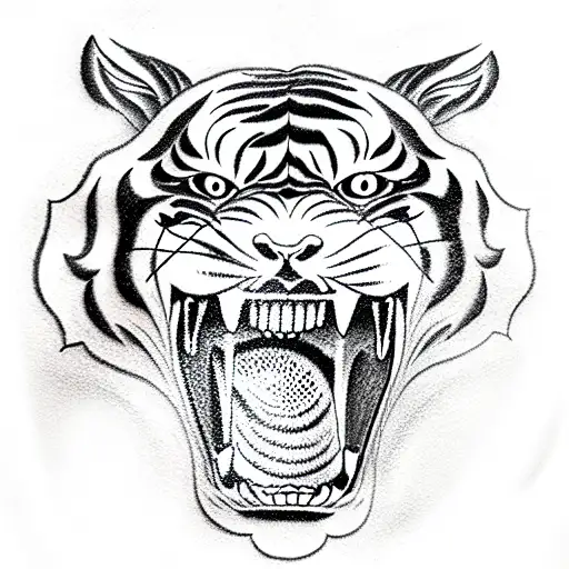 A Tiger With A Katana In His Teeth