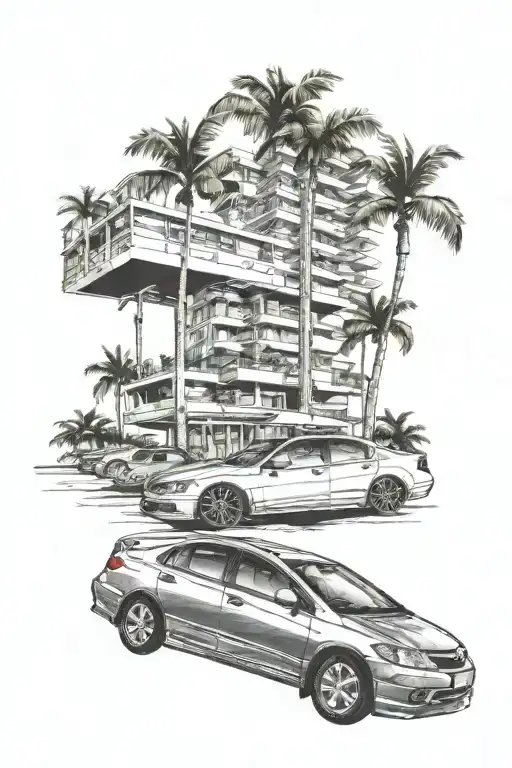 Miami Florida Condos Beach Palm Trees And Honda Civic