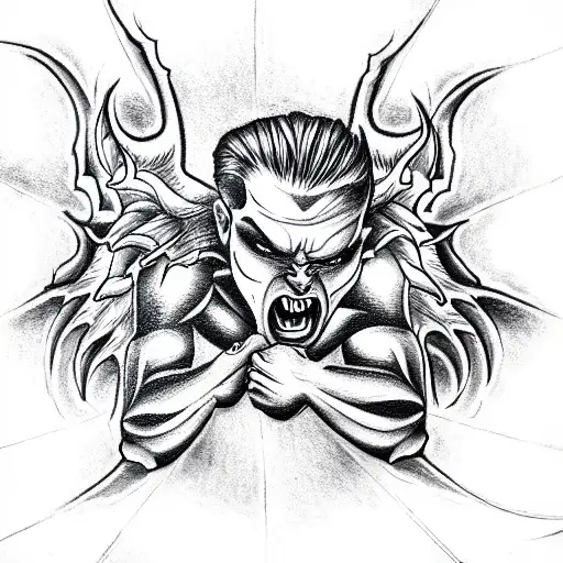 Man Fighting With Demon