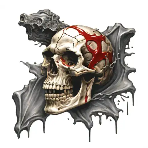 Skull With Blood Running Out Of It