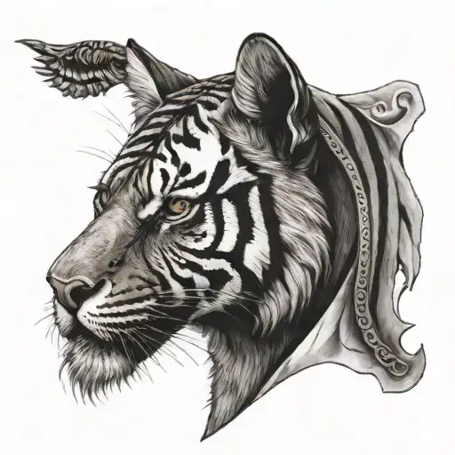 Tiger Anubis Portrait With Half