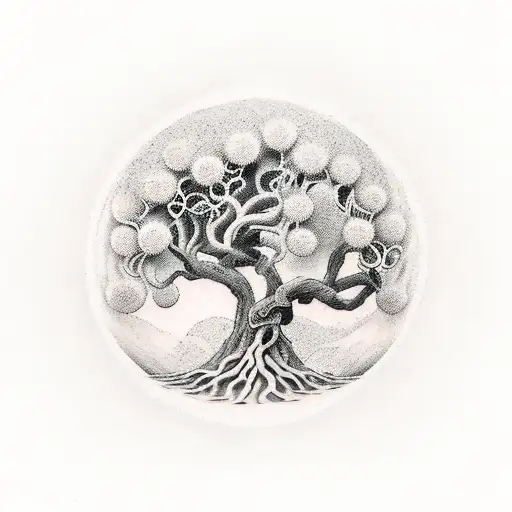 Fibbonaci Spiral With Tree And Wood