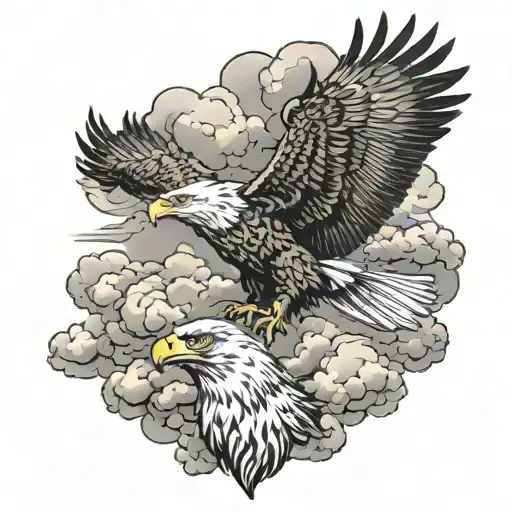 Eagle Flying Throu Clouds