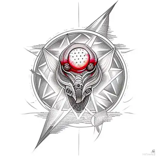 Optical Illusion Throat Tattoo With Blood Moon