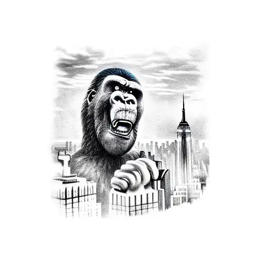 New York City Skyline With King Kong On Empire State Building