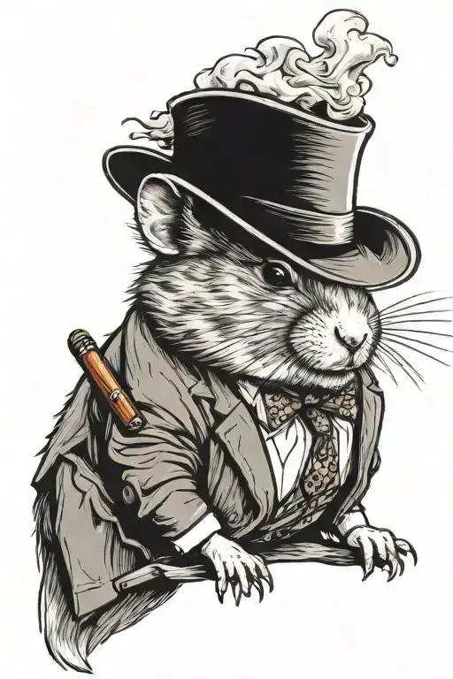 Angry Mob Boss Hamster In A Suit And Mafia Fedora With A Cigar