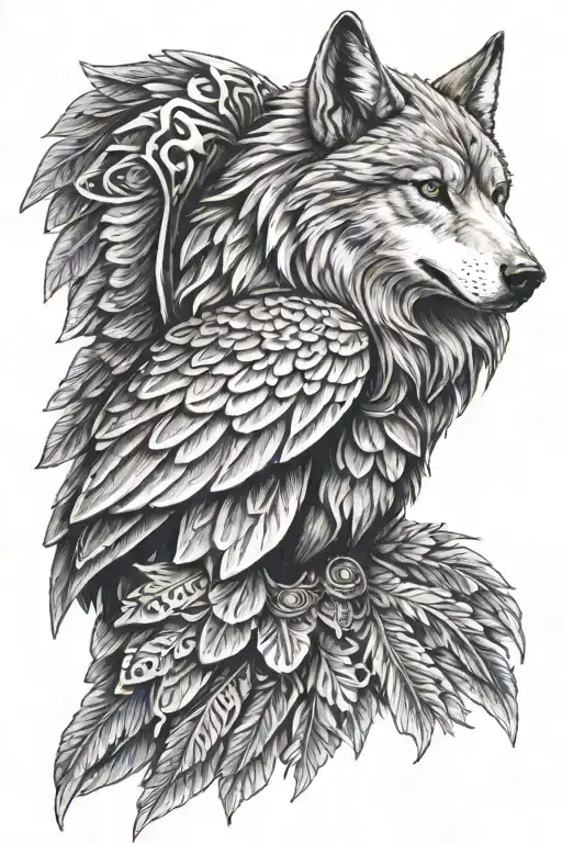 Shoulder Armor With A Wolf Head Flanked By A Eagle Wing