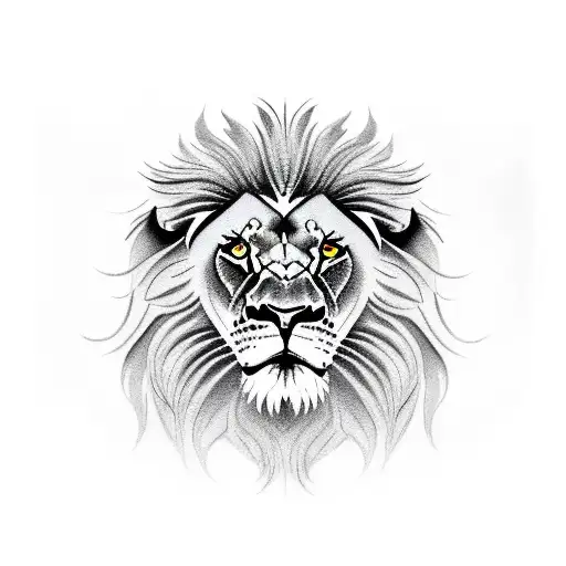 Male Lion Looking Down At Baby Lion