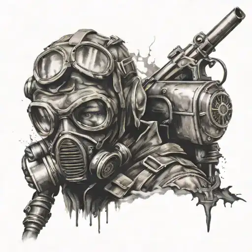 Scary Soldier In Gas Mask