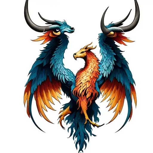 Phoenix And Taurus Zodiac Symbol