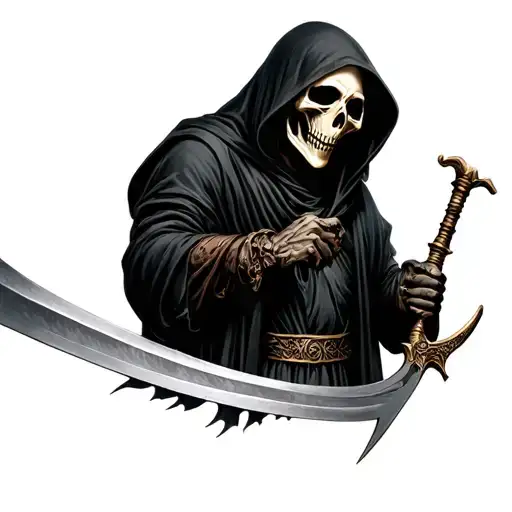 Hooded Grim Reaper Holding Sythe