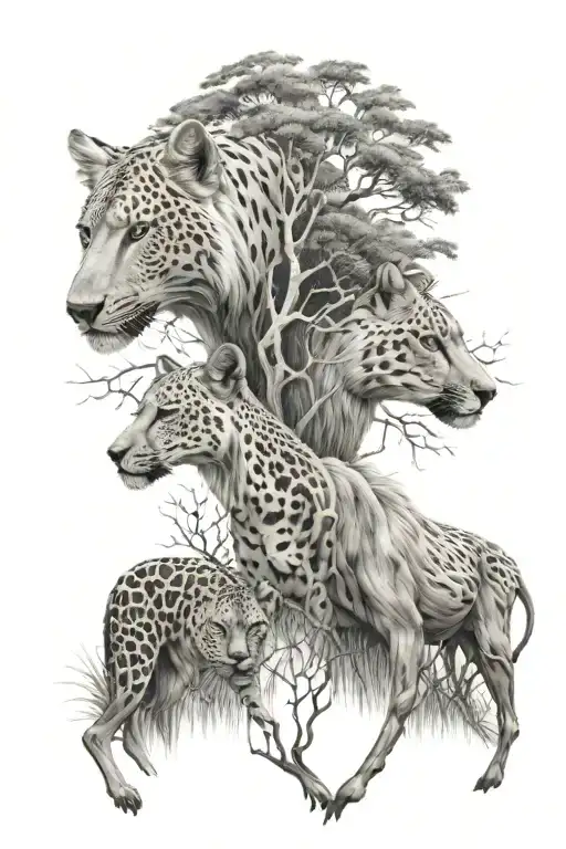 Mother And Daughter Represented In Nature In The Form Of Animals