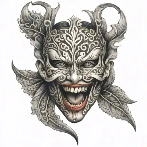 Female Mask Finguer In Mouth Open With