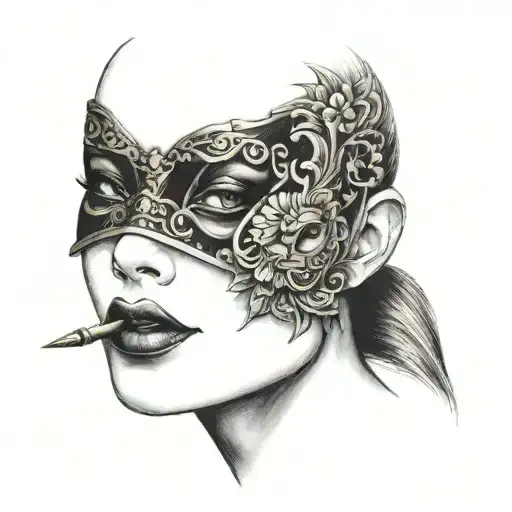 Female Mask Finguer In Mouth Silence
