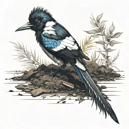 Magpie Feather In The Dirt