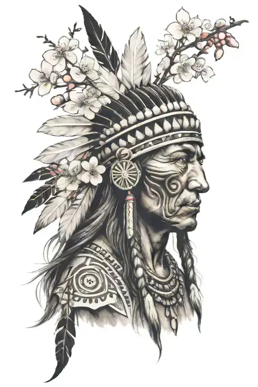 Native American Tribal With Cherry Blossoms And A Touch Of Spain
