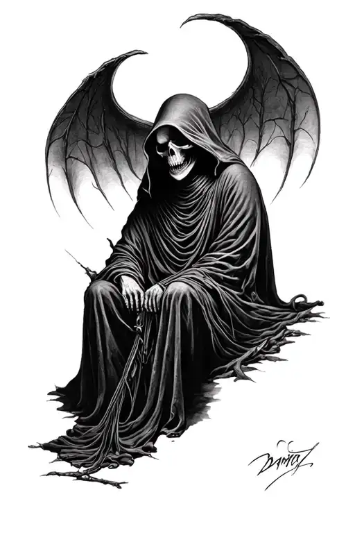Grim Reaper Sitting In The Shadows