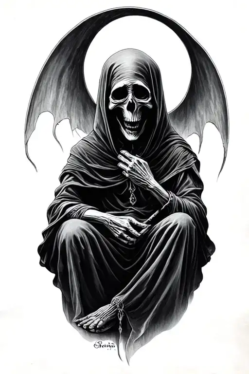 Grim Reaper Sitting In The Shadows