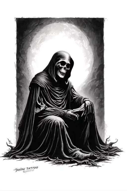 Grim Reaper Sitting In The Shadows