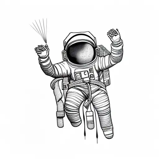 Astronaut Floating Fine Line