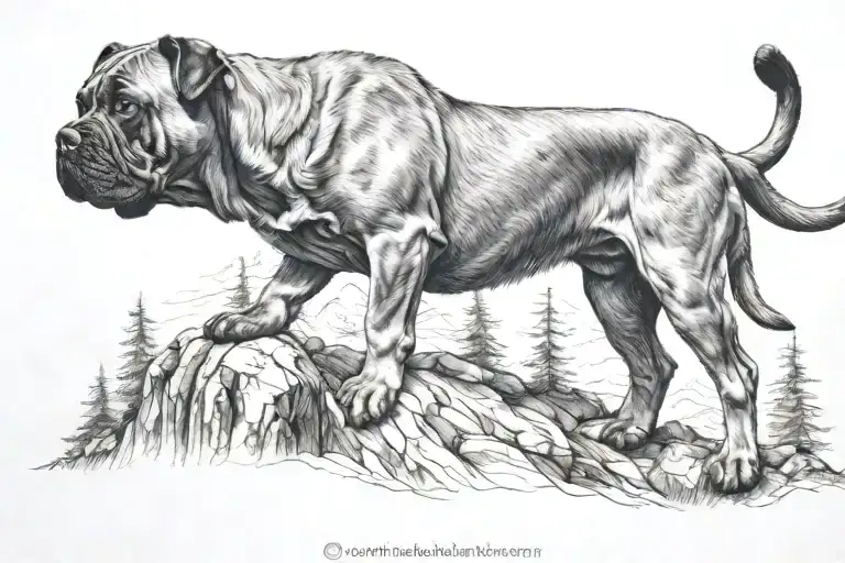 Cane Corso On A Mountain Peak