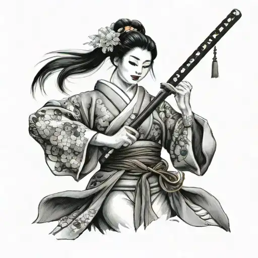 Geisha With A Katana Sword