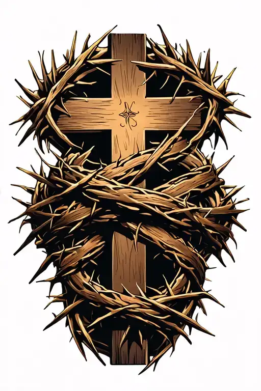 Crown Of Thorns Wrappng The Cross Wrapped Tightly