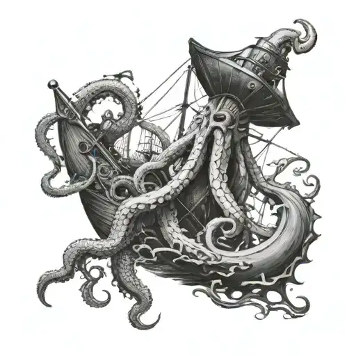 Kraken Holding A Ship Down