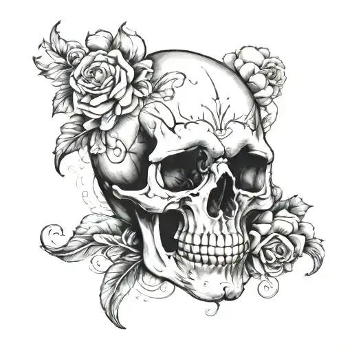 White Skull Black Surrounding