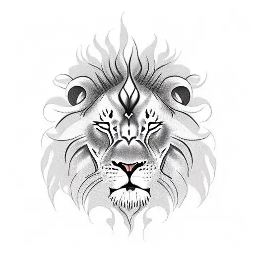 Sleeping Lion With Mane That Looks Like Flames