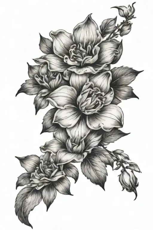 Male Tattoo Of Flowers