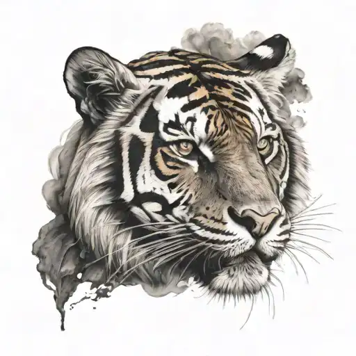Tiger With Dark Clouds Surrounding