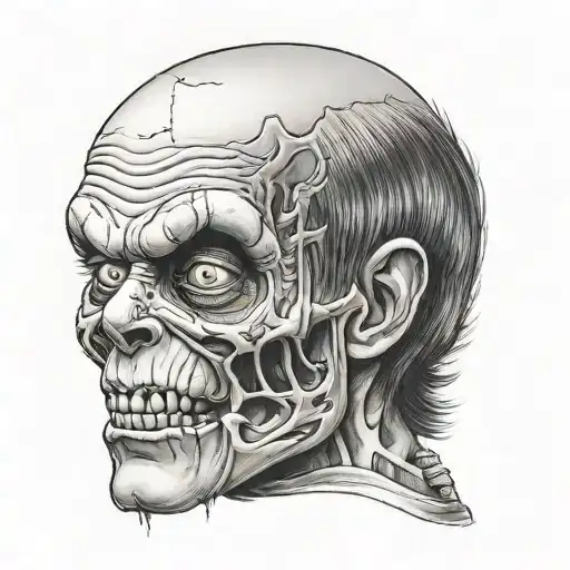 Half Chucky And Half Skeleton Head