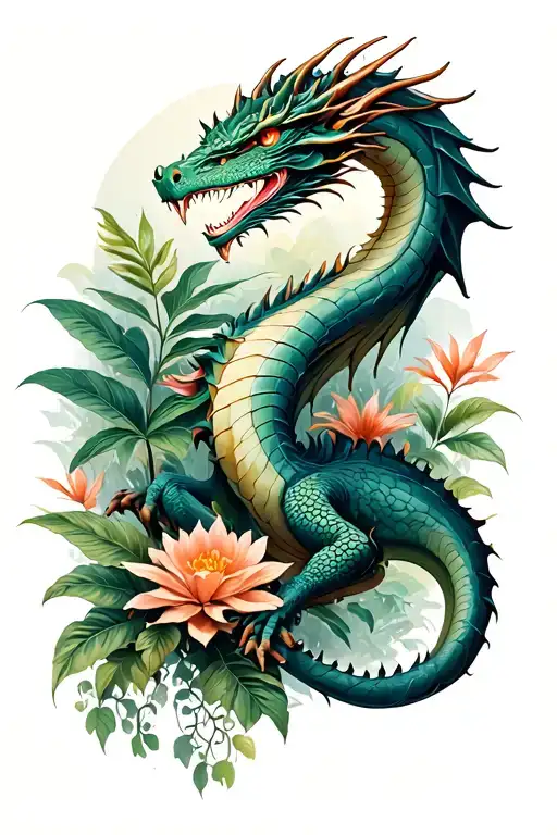 Dragon And Plants Growing