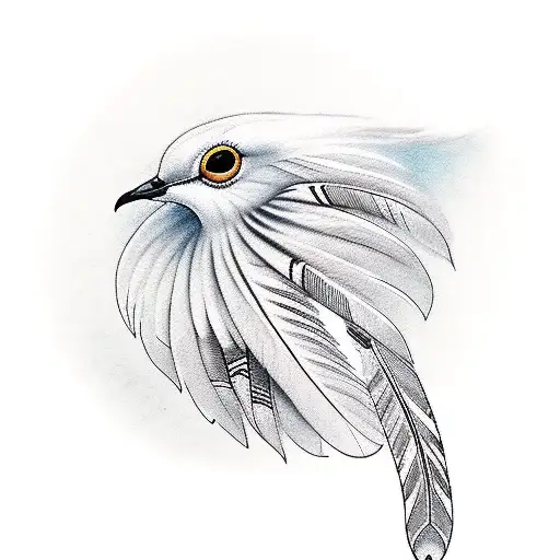 Dove With Native American Feathers