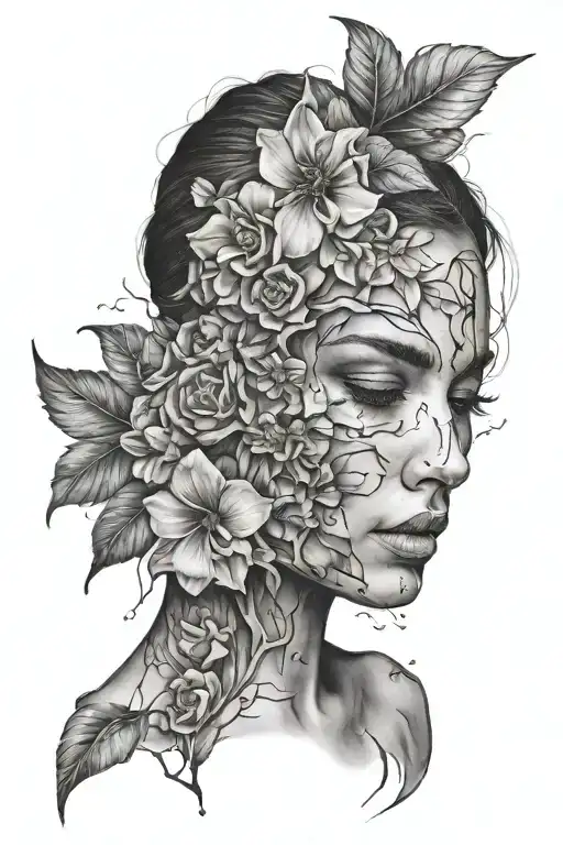 Broken Face With Flowers