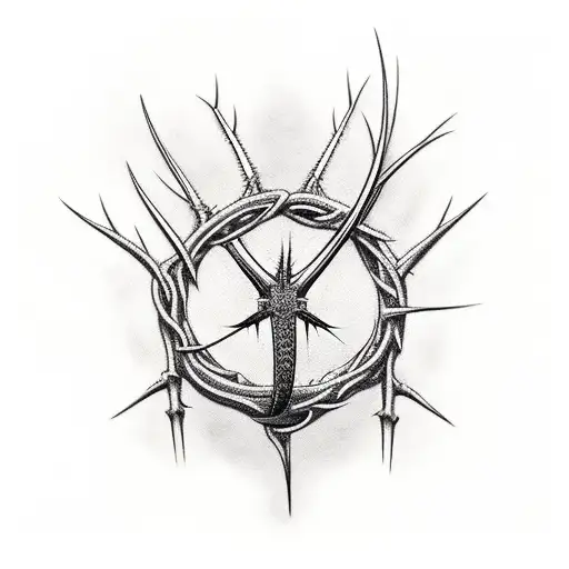 Back Spine Crown Of Thorns And Cross