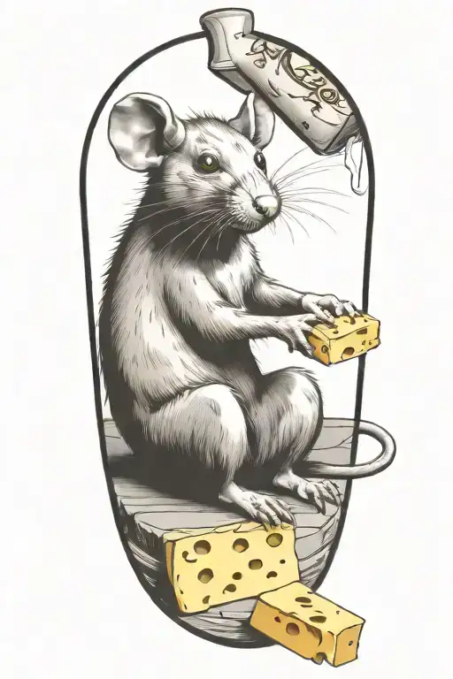 Dead Rat Laying On Cheese With A Bottle Of Cheese Wizz In Hand