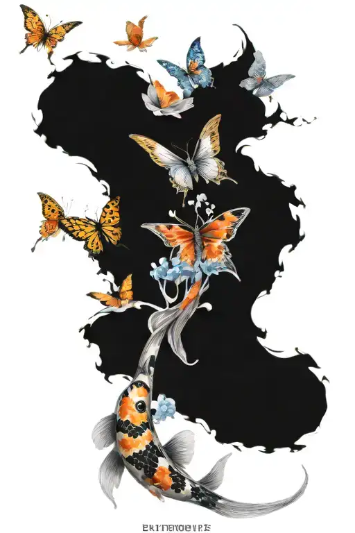 Butterflies And Koi Fish Transforming
