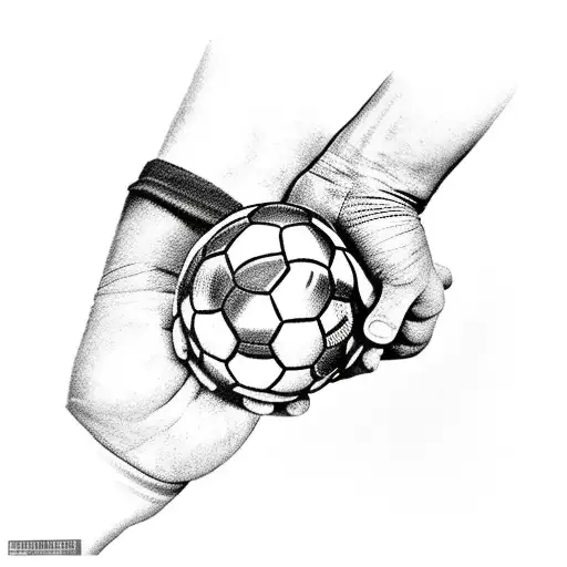 Dad Holding Soccer Cleats In His Hand And Soccer Ball Under The Arm