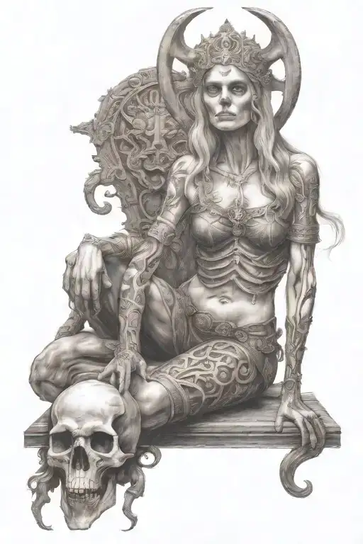 Nordic Goddedd Hel Nordic Godess Of Death Full Body Half Skeletal