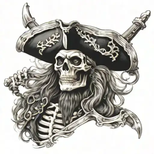 Skeleton Pirate Captain Sleeve Highly Detailed