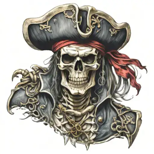 Skeleton Pirate Captain Full Body Sleeve Highly Detailed
