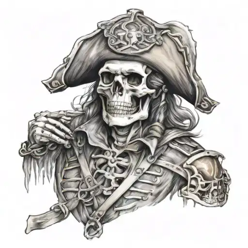 Full Body Skeleton Pirate Captain Sleeve Highly Detailed