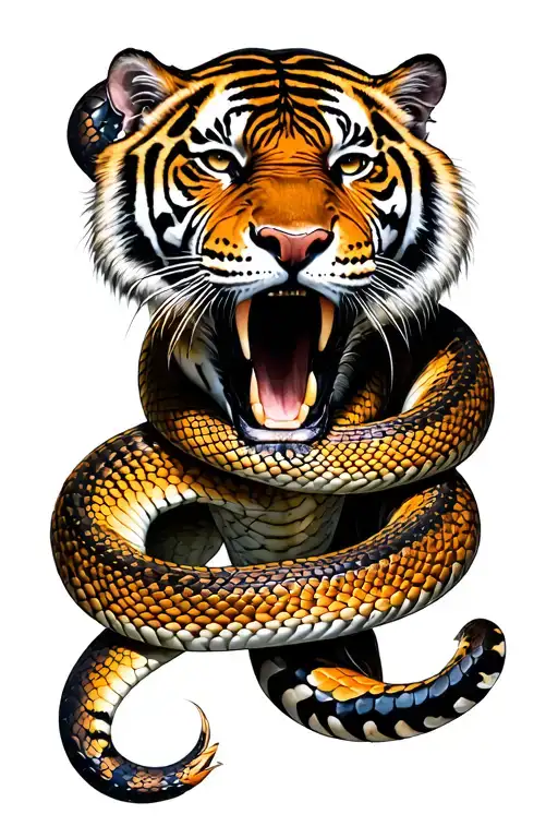 Snake Wrapping Tiger