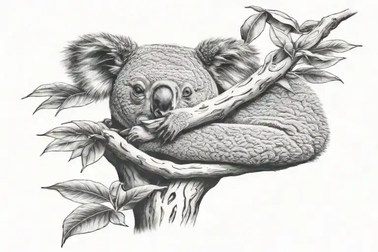 Koala In Tree Close Up Of Face