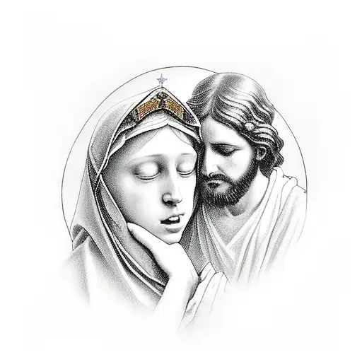 Mary The Virgin Crying With Jesus